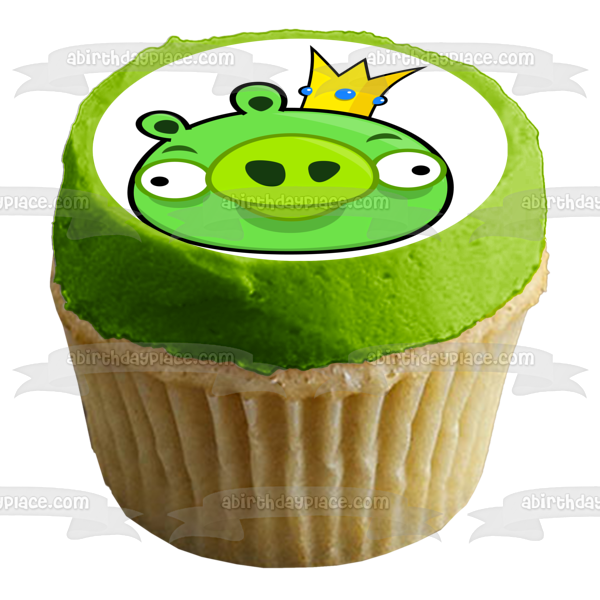 Angry Birds Bad Piggies Wearing a Crown Edible Cake Topper Image ABPID05863