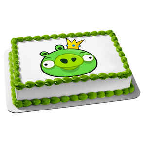 Angry Birds Bad Piggies Wearing a Crown Edible Cake Topper Image ABPID05863