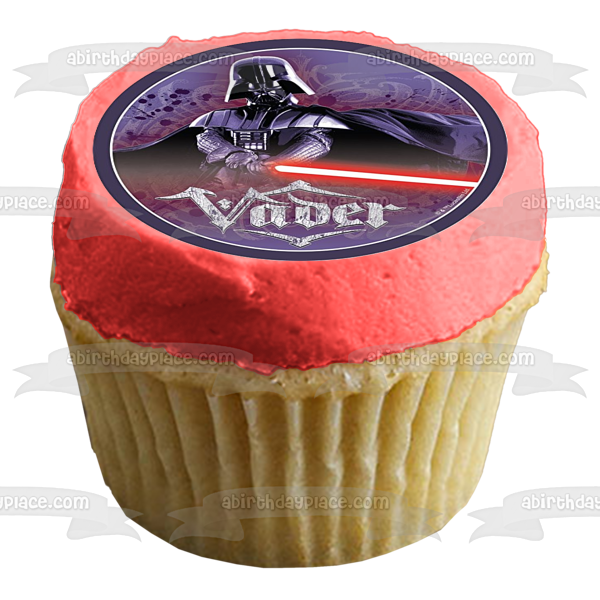 Star Wars Darth Vader with a  Red Lightsaber Edible Cake Topper Image ABPID04015