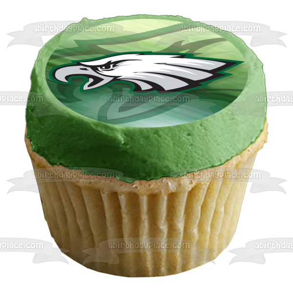 Philadelphia Eagles Logo NFL with a Green Background Edible Cake Topper Image ABPID05882