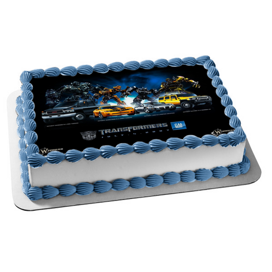 Transformers Bumblebee Megatron and Jazz with Their Cars Edible Cake Topper Image ABPID05900