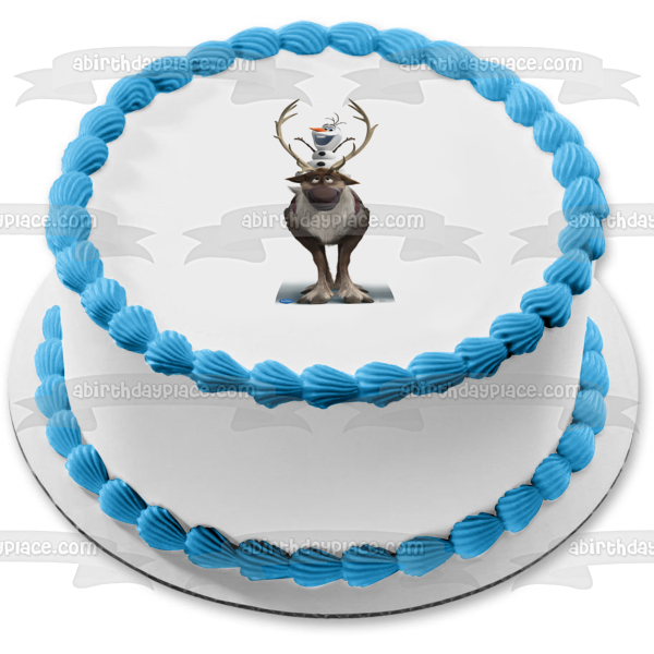 Frozen Olaf Riding Sven Edible Cake Topper Image ABPID04048