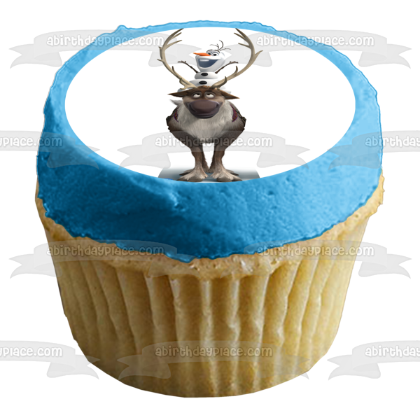 Frozen Olaf Riding Sven Edible Cake Topper Image ABPID04048