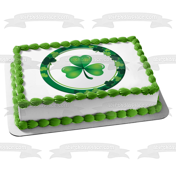 Shamrock Clover Irish Green Edible Cake Topper Image ABPID00512