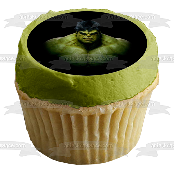 The Incredible Hulk Angry with a  Black Background Edible Cake Topper Image ABPID05997