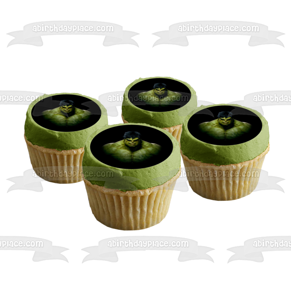 The Incredible Hulk Angry with a  Black Background Edible Cake Topper Image ABPID05997