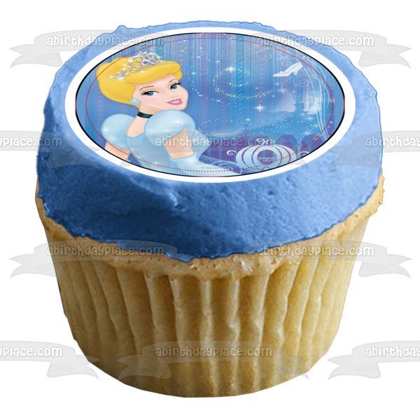 Cinderella Ball Gown Glass Slipper Edible Cake Topper Image ABPID06023