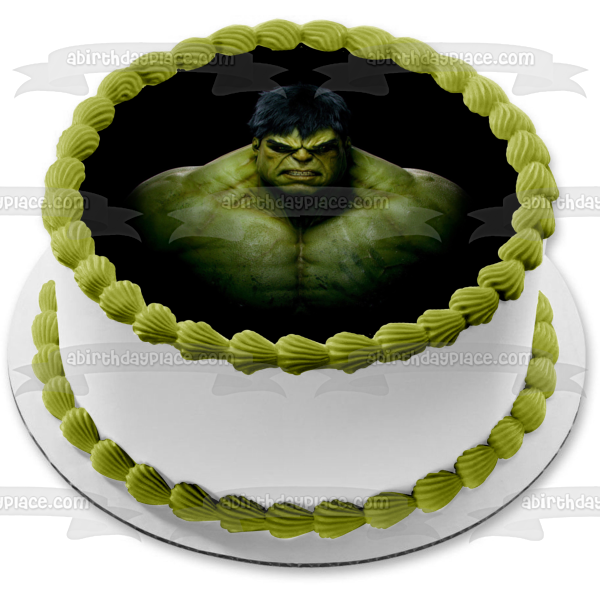 The Incredible Hulk Angry with a  Black Background Edible Cake Topper Image ABPID05997