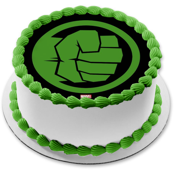 Marvel Comics Hulk Logo Fist Smash Edible Cake Topper Image ABPID00687