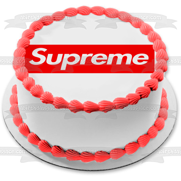 Supreme Clothing Logo Personalized Edible Cake Topper Image