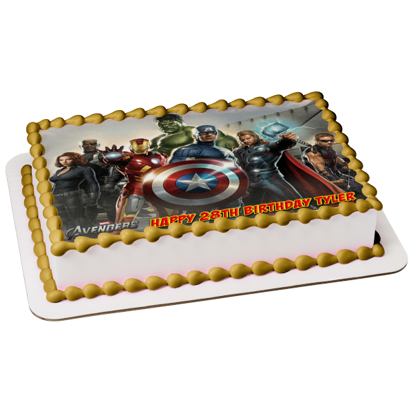 Avengers Captain America The Hulk Iron Man Thor and Black Widow Edible Cake Topper Image ABPID07379