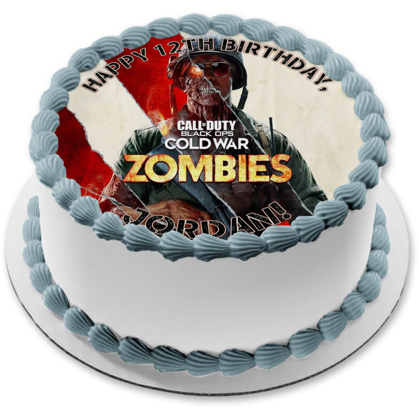 Call of Duty Black Ops Cold War Zombie Soldier Edible Cake Topper Image ABPID53367