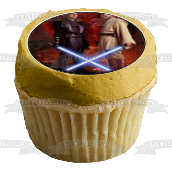 Star Wars Yoda Darth Vader Luke Skywalker Light Saber Edible Cupcake Topper Images ABPID01379