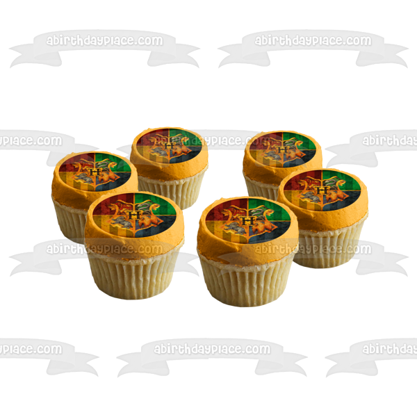 Harry Potter Hogwarts Crest Lion Snake Eagle and a  Wolf Edible Cake Topper Image ABPID06396
