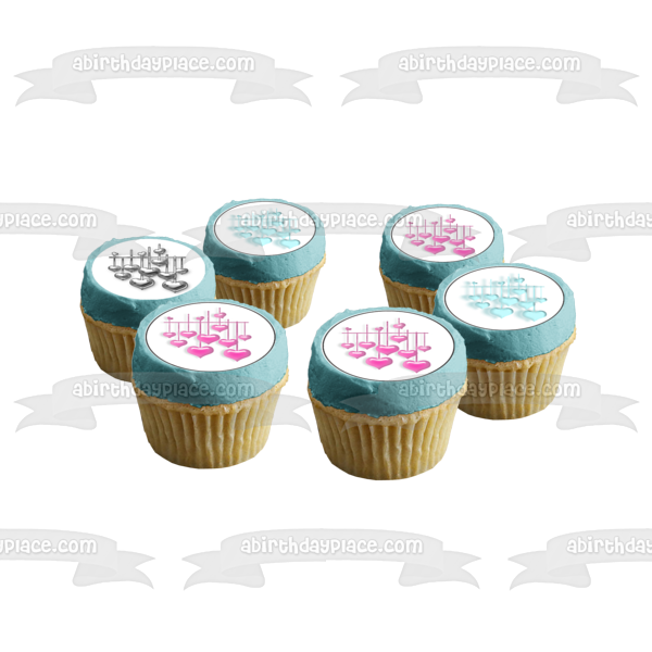 Hanging Hearts Colorful Assortment Edible Cupcake Topper Images ABPID50846