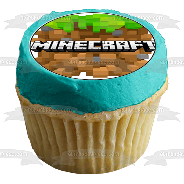 Minecraft Logo Steve Blue Diamond Pick Axe Tnt Block Creepers Jane Mooshroom Pig Blaze Edible Cupcake Topper Images ABPID51395