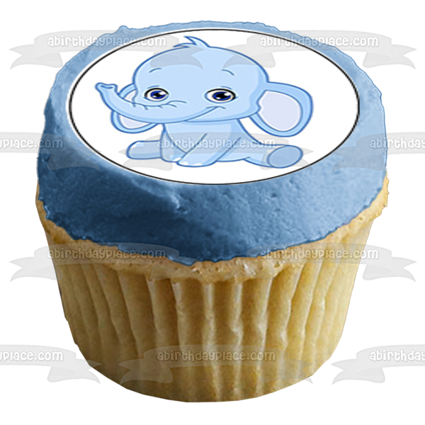 Blue Elephant It's a Boy Cupcakes Edible Cupcake Topper Images ABPID52834