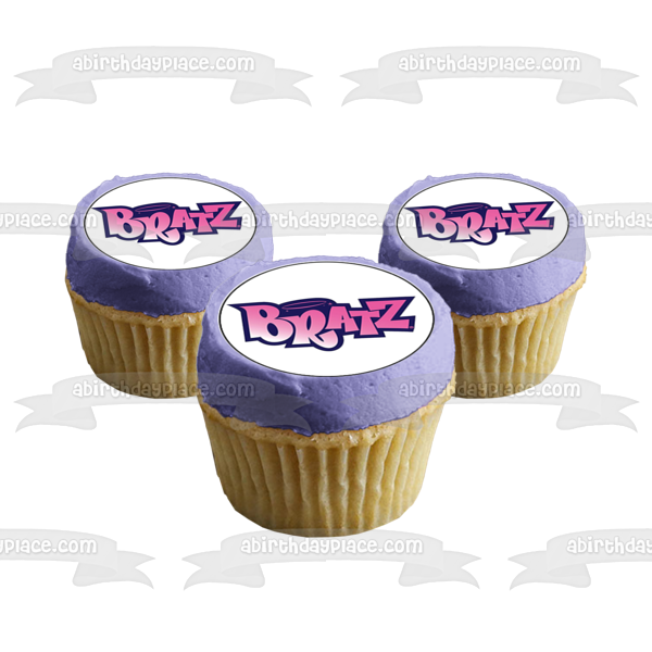 Bratz Dolls Pink Logo 9 Count Cupcake Toppers or Strips Edible Cupcake Topper Images ABPID53494