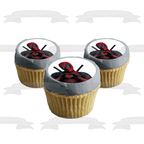 Deadpool Heart Hands Edible Cake Topper Image ABPID06262