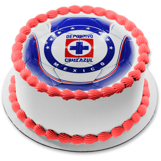 Imagen comestible para tarta con logo de fútbol de la bandera de Cruz Azul ABPID06287 