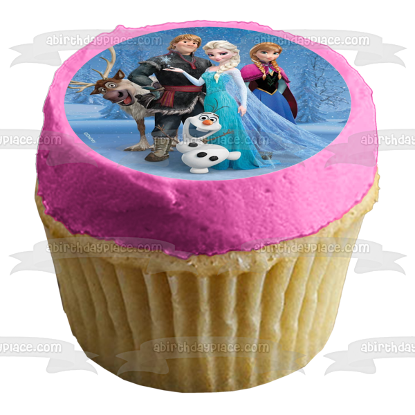 Frozen Anna Elsa Olaf Sven and Kristoff Edible Cake Topper Image ABPID04379