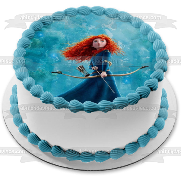 Brave Movie Merida Forest Trees and Her Bow and Arrow Edible Cake Topper Image ABPID04424