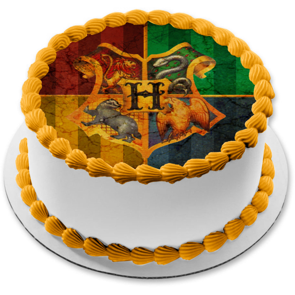 Harry Potter Hogwarts Crest Lion Snake Eagle and a  Wolf Edible Cake Topper Image ABPID06396