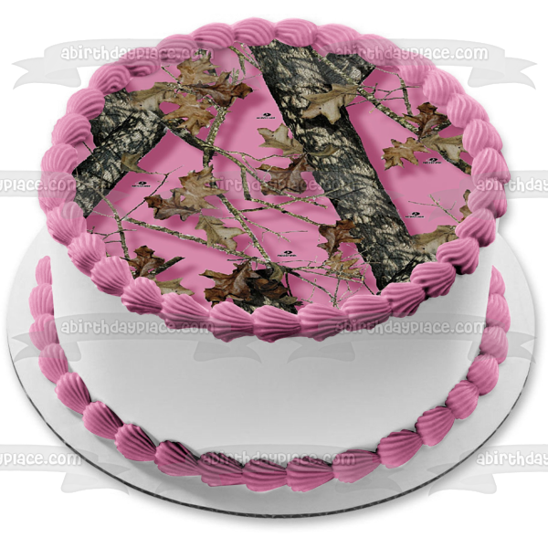 Mossy Oak Break-Up Pink Camo Edible Cake Topper Image ABPID04505