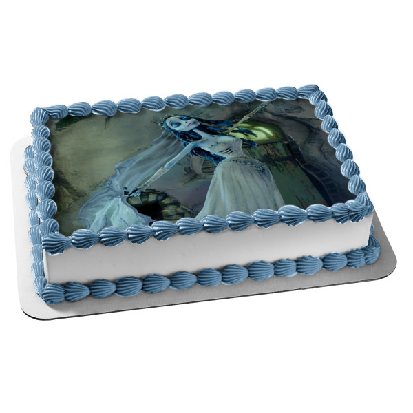 Corpse Bride Emily Crown and  Wedding Gown Edible Cake Topper Image ABPID06411