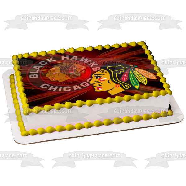 Chicago Blackhawks Logo NHL Professional Ice Hockey Edible Cake Topper Image ABPID06428