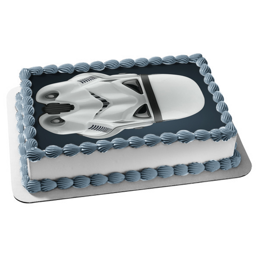 Star Wars Storm Trooper Helmet Grey Background Edible Cake Topper Image ABPID06445