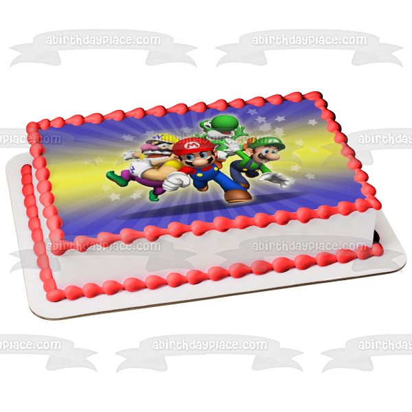 Super Mario Brothers Luigi Yoshi and Wario Edible Cake Topper Image ABPID06447
