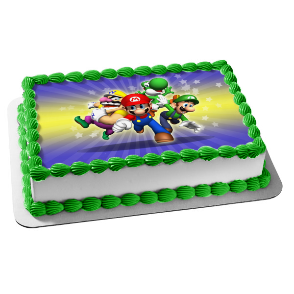 Super Mario Brothers Luigi Yoshi and Wario Edible Cake Topper Image ABPID06447