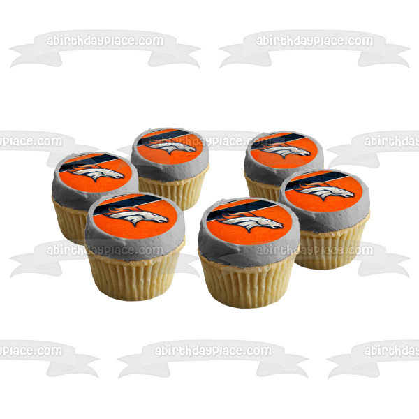 Denver Broncos Primary Logo NFL Orange Blue Edible Cake Topper Image ABPID06458