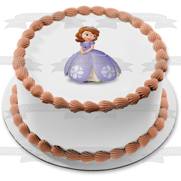 Sofia the First Ball Gown and a  Tiara Edible Cake Topper Image ABPID06511