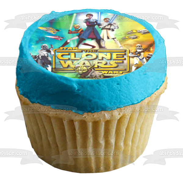 Star Wars: The Clone Wars Yoda Luke Skywalker Storm Troopers and Ahsoka Tano Edible Cake Topper Image ABPID06515