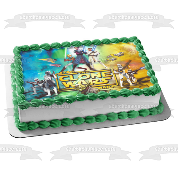 Star Wars: The Clone Wars Yoda Luke Skywalker Storm Troopers and Ahsoka Tano Edible Cake Topper Image ABPID06515
