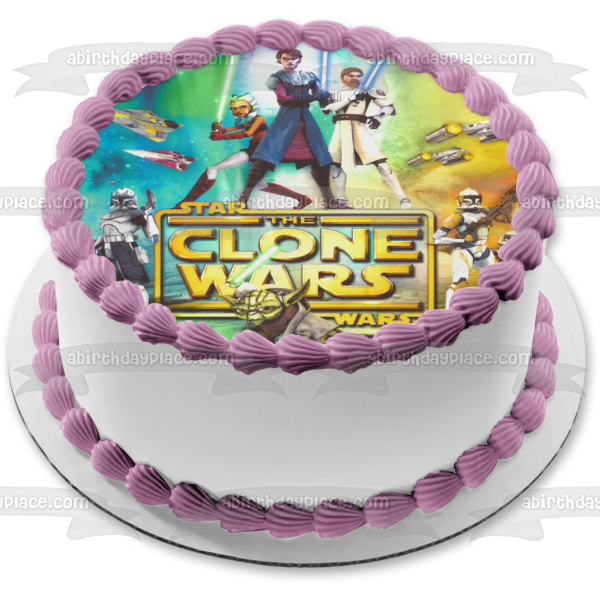 Star Wars: The Clone Wars Yoda Luke Skywalker Storm Troopers and Ahsoka Tano Edible Cake Topper Image ABPID06515