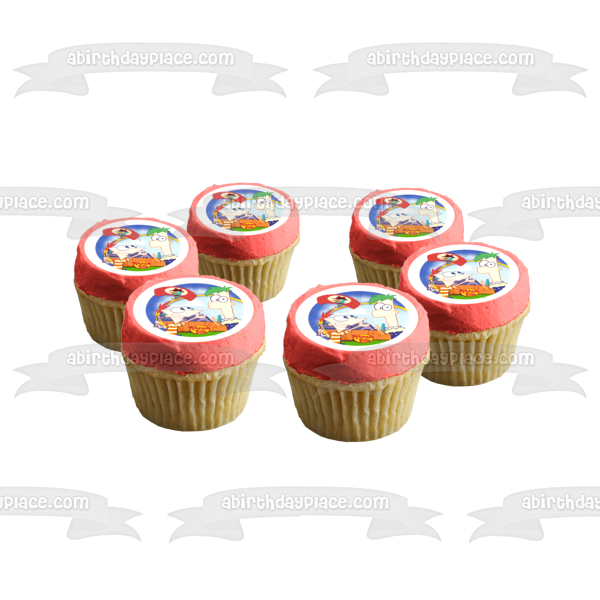 Phineas y Ferb con Perry el ornitorrinco Imagen comestible para decoración de tarta ABPID04735 