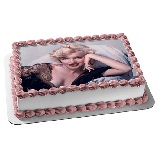 Marilyn Monroe Black Dress Edible Cake Topper Image ABPID06555