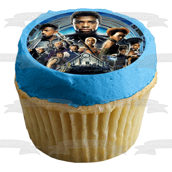Pantera Negra T'Challa Wakanda Eric Killmonger Okoye y Shuri Imagen comestible para decoración de tarta ABPID06576 