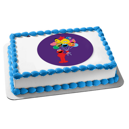Sesame Street Elmo Bert Oscar the Grouch Cookie Monster Ernie Grover Tele Edible Cake Topper Image ABPID06575