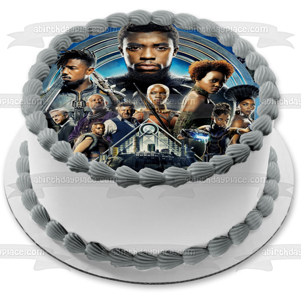 Pantera Negra T'Challa Wakanda Eric Killmonger Okoye y Shuri Imagen comestible para decoración de tarta ABPID06576 