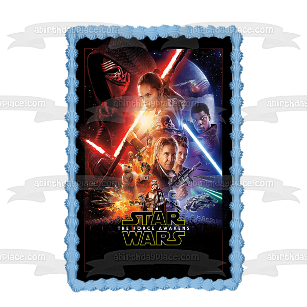 Star Wars the Force Awakens Movie Poster Edible Cake Topper Image ABPID04857