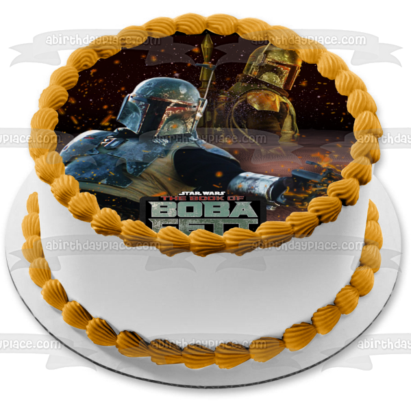 The Book of Boba Fett Star Wars Mandalorian Bounty Hunter Edible Cake Topper Image ABPID53704