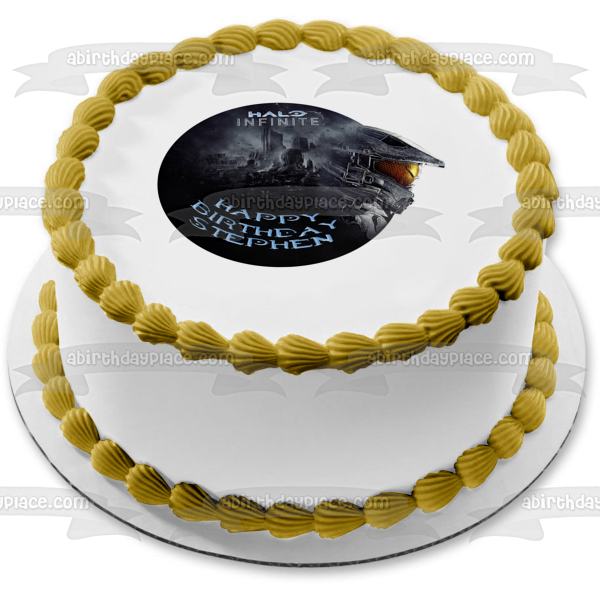 Halo Infinite Happy Birthday Your Personalized Name Edible Cake Topper Image ABPID53713