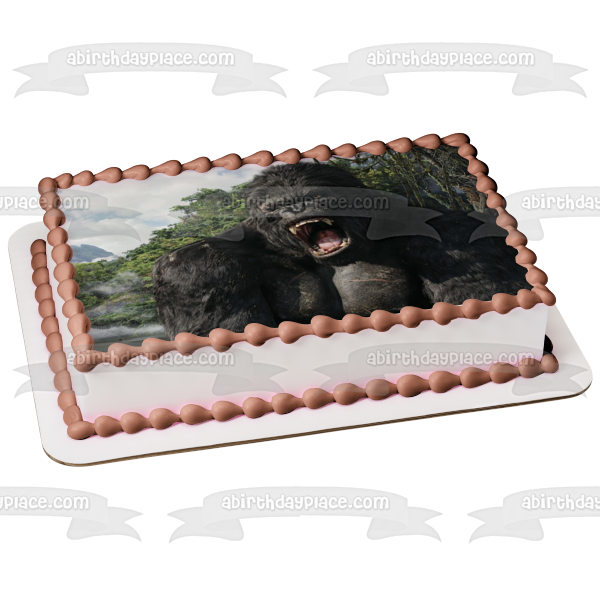 King Kong Giant Movie Monster with a Jungle Background Edible Cake Topper Image ABPID04875