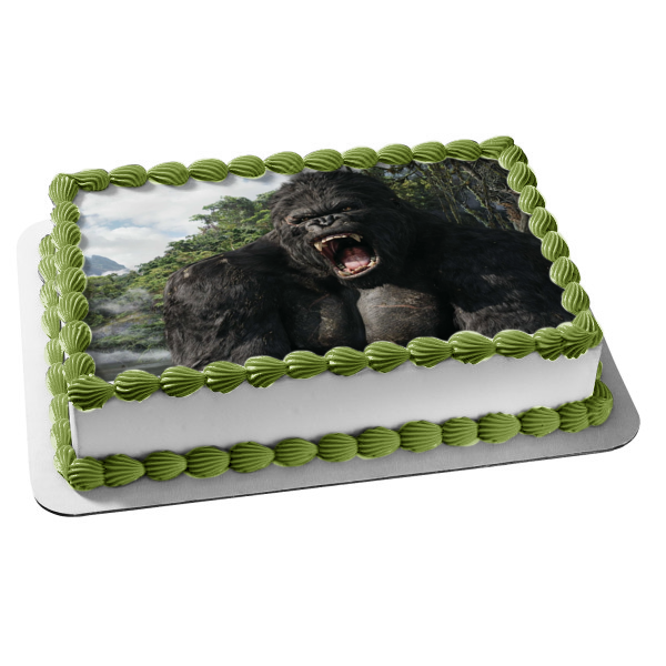 King Kong Giant Movie Monster with a Jungle Background Edible Cake Topper Image ABPID04875