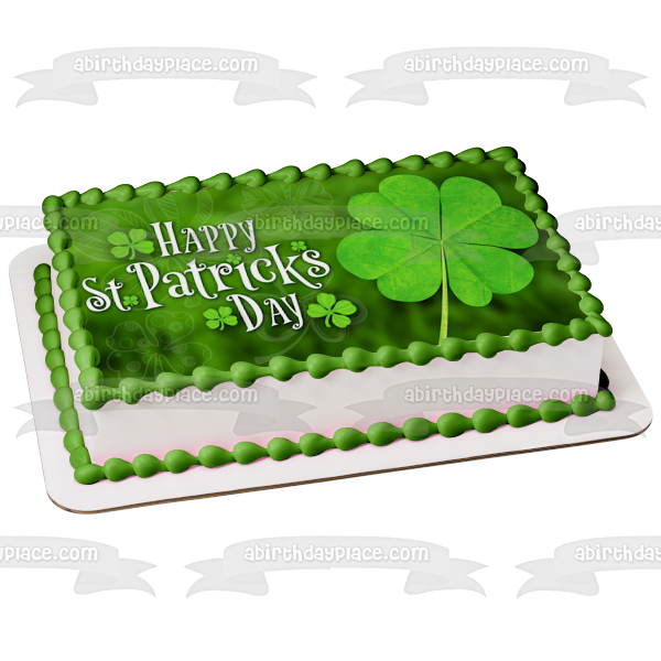Decoración comestible para tarta con tréboles de 4 hojas del día de San Patricio, imagen ABPID53723 