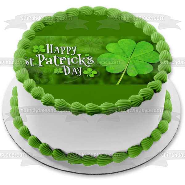 Decoración comestible para tarta con tréboles de 4 hojas del día de San Patricio, imagen ABPID53723 